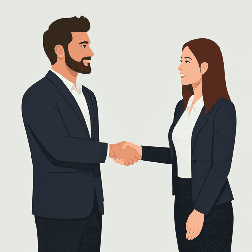 Professional hiring manager shaking hands with a new employee