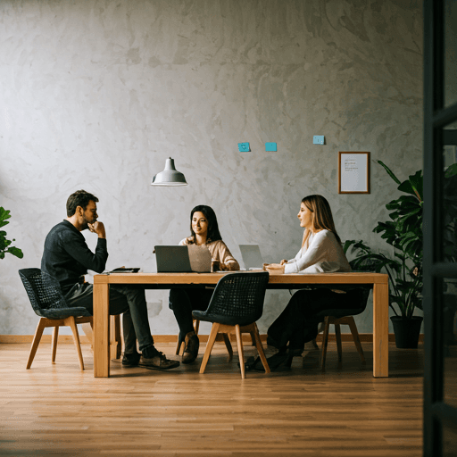 Team collaborating in a modern office